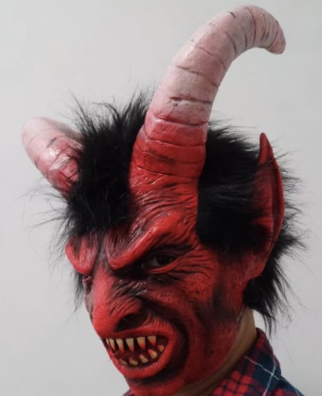 Lucifer ansiktsmaske med horn på hodet demon