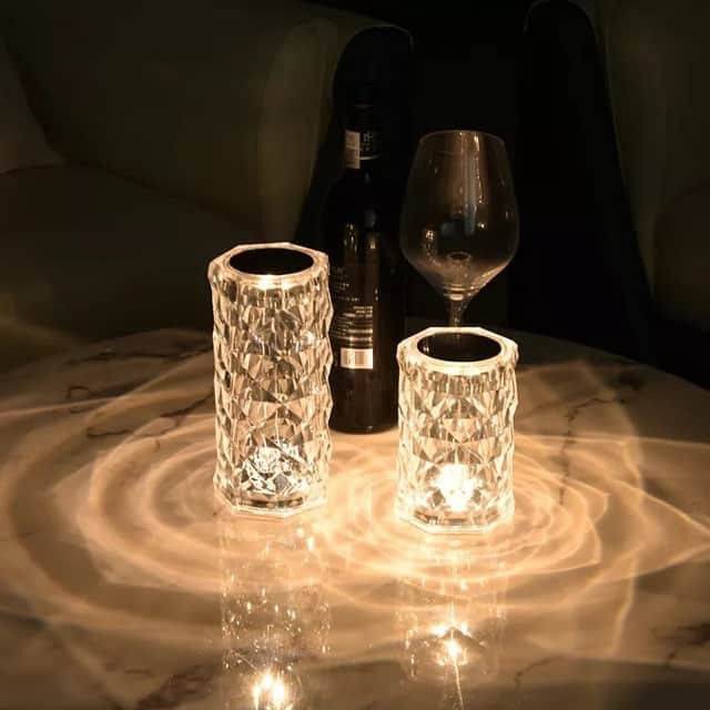 lampe LED touch krystallglass liten