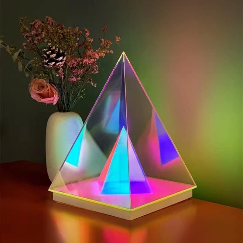 3D pyramide nattlampe lys - bordlampe belysning borddekorasjon