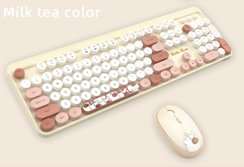 tastatur og mus sett trådløst bamsedesign