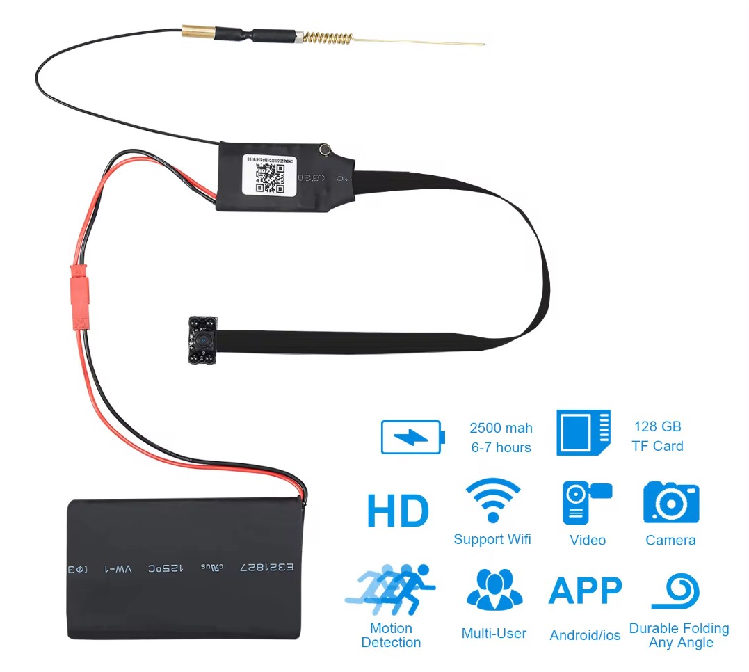 WiFi HD mini-pinhole HD-kamera 1080P med IR LED-nattlys