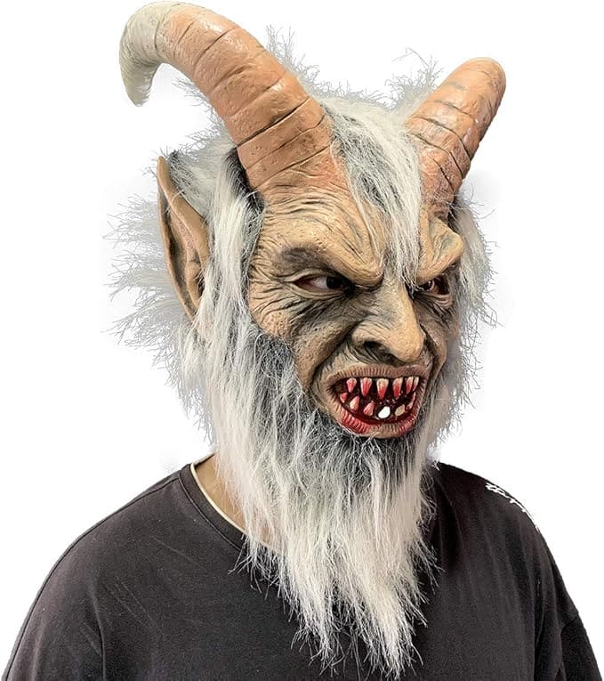 Djevel med horn maske på ansikt demon